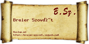 Breier Szovát névjegykártya